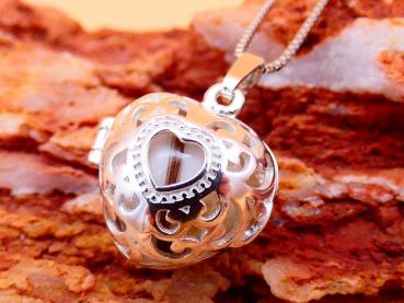 Engelsrufer mini "Herz" mit 11mm Perle Echtgold